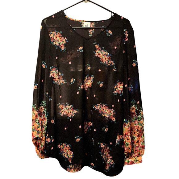 CAbi Tops - Cabi sheer floral blouse size medium